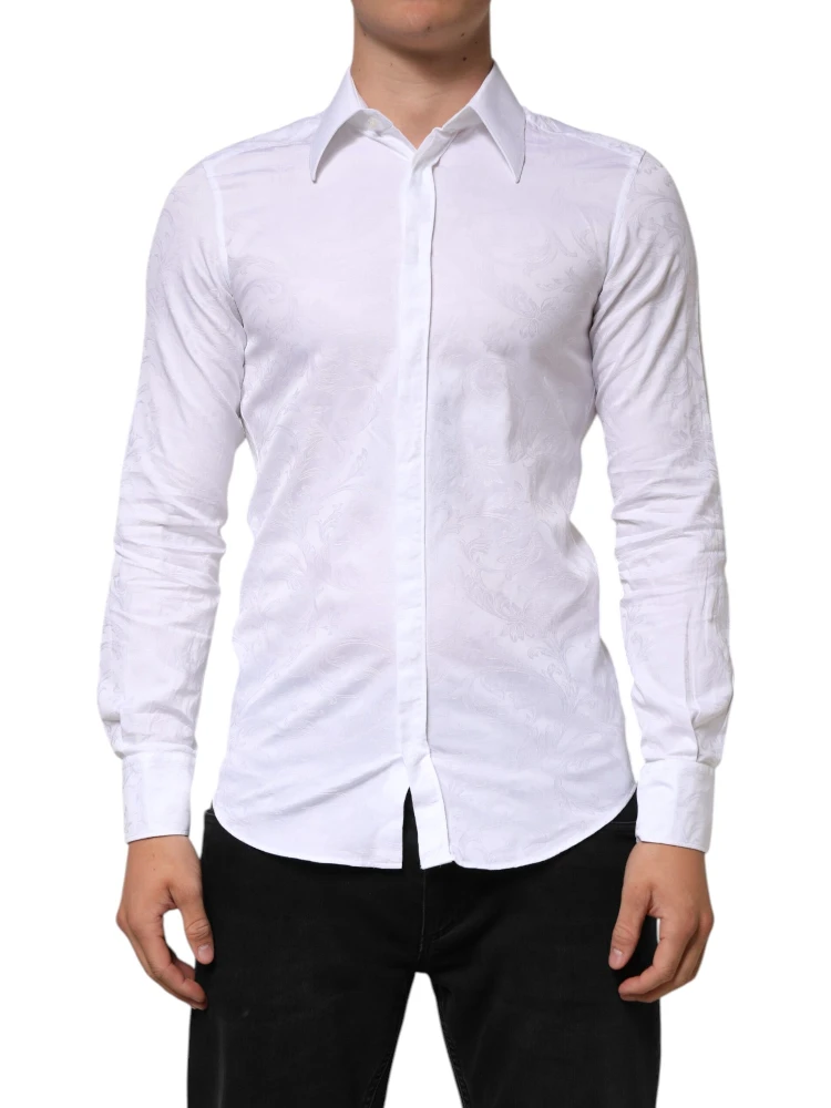 White Cotton MARTINI Paisley Jacquard Shirt alternative
