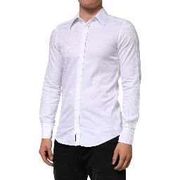 White Cotton MARTINI Paisley Jacquard Shirt