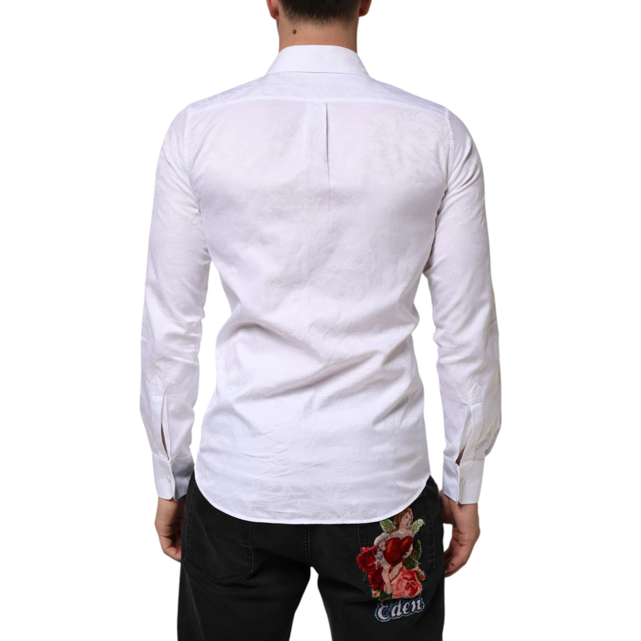 White Cotton MARTINI Paisley Jacquard Shirt