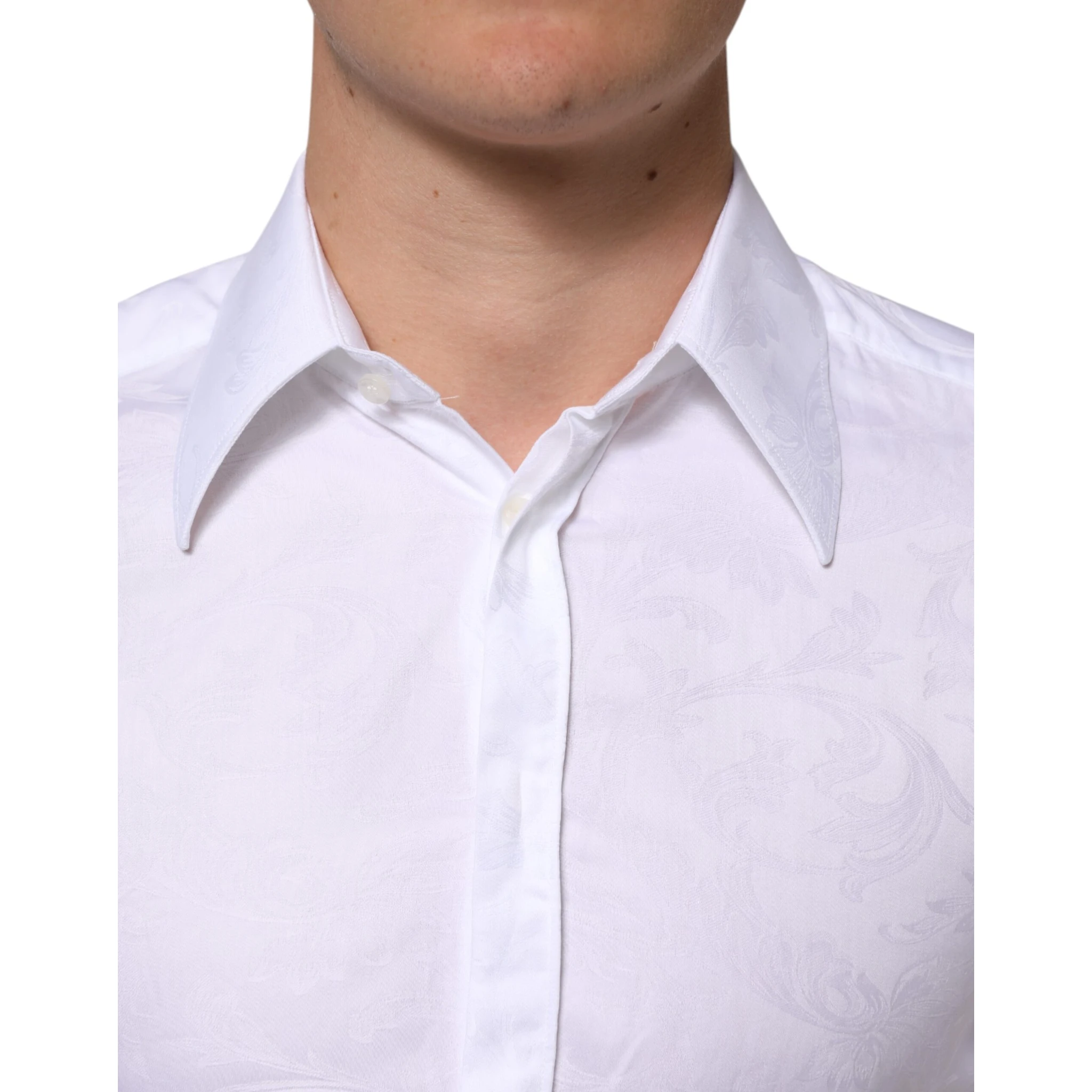 White Cotton MARTINI Paisley Jacquard Shirt