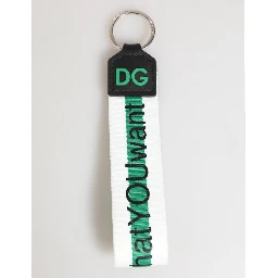 Green Logo Polyester Silver Brass Holder Keychain Keyring