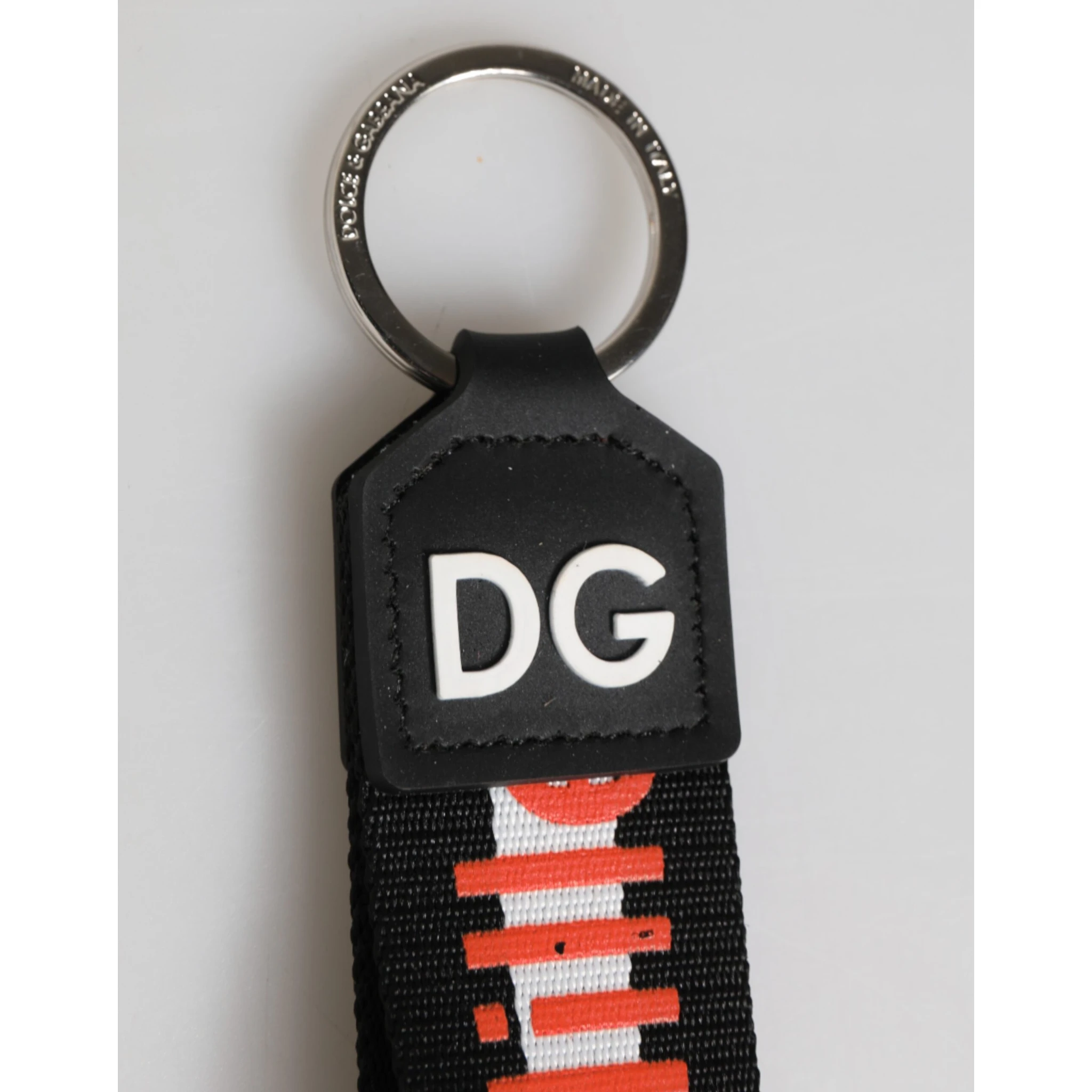 Black Red Logo Polyester Brass Holder Keychain Keyring