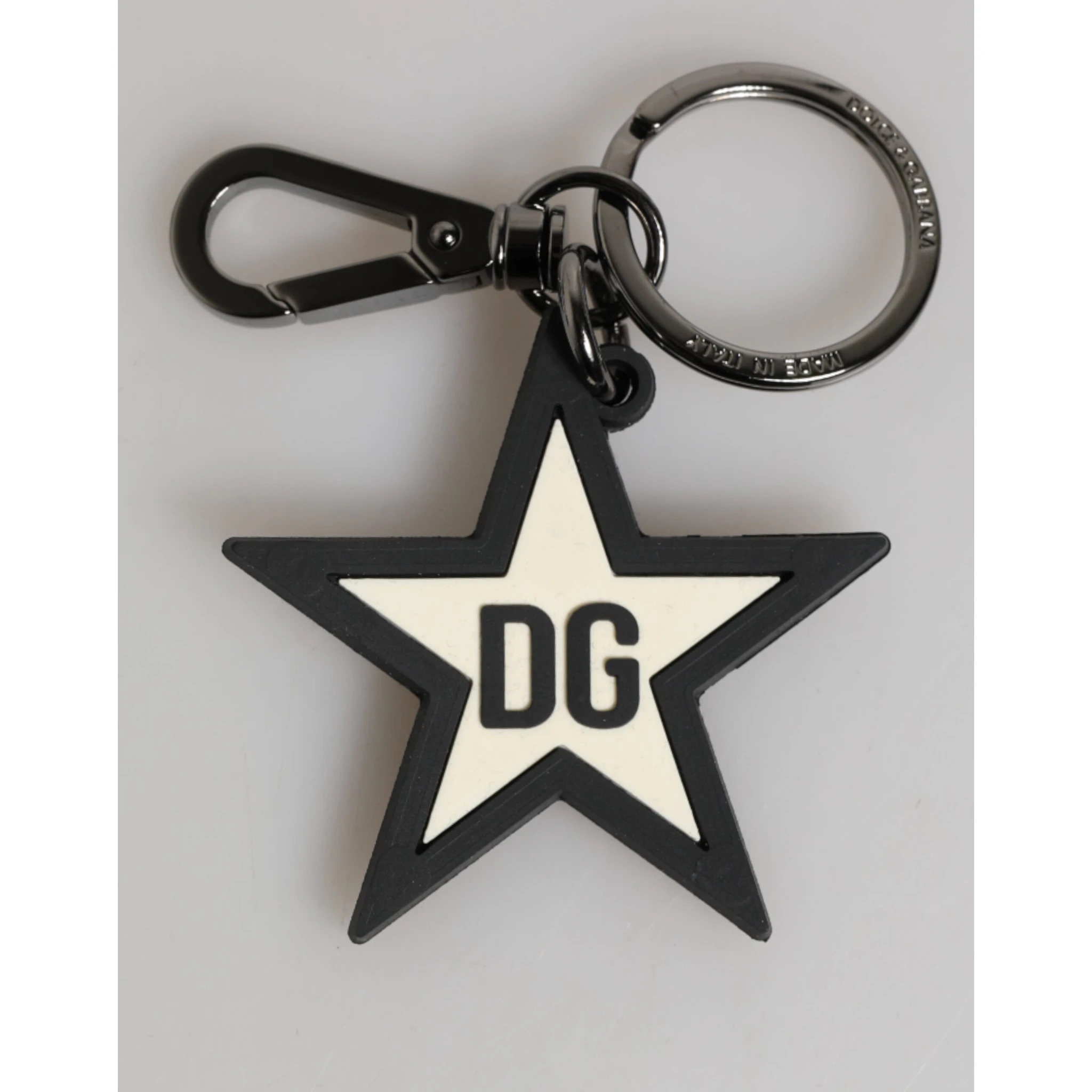White Black DG Logo Star Rubber Men's Keychain Keyring