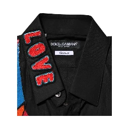 Black Cotton Star Sequin Dress Formal Men Shirt