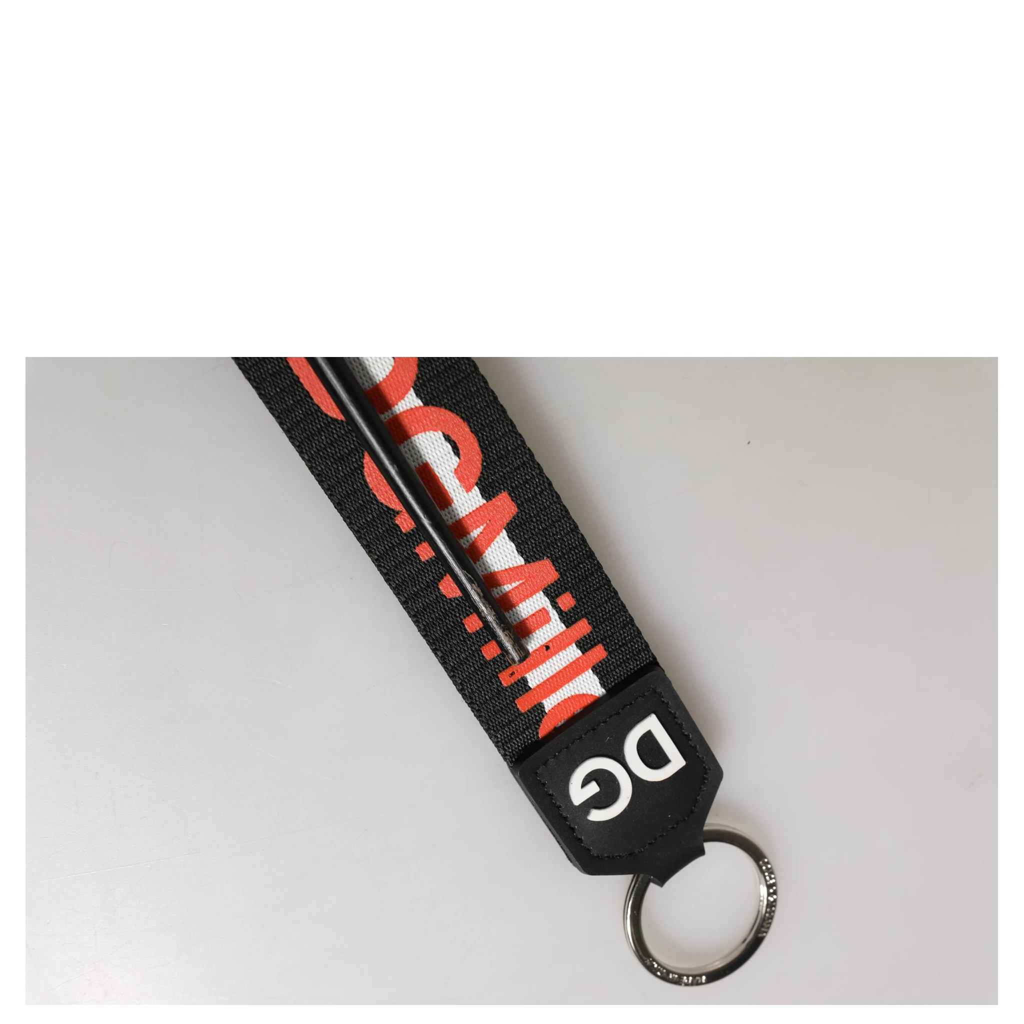 Black Red Logo Polyester Brass Holder Keychain Keyring