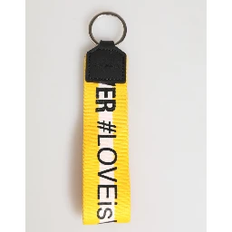 Yellow Logo Polyester Silver Brass Holder Keychain Keyring