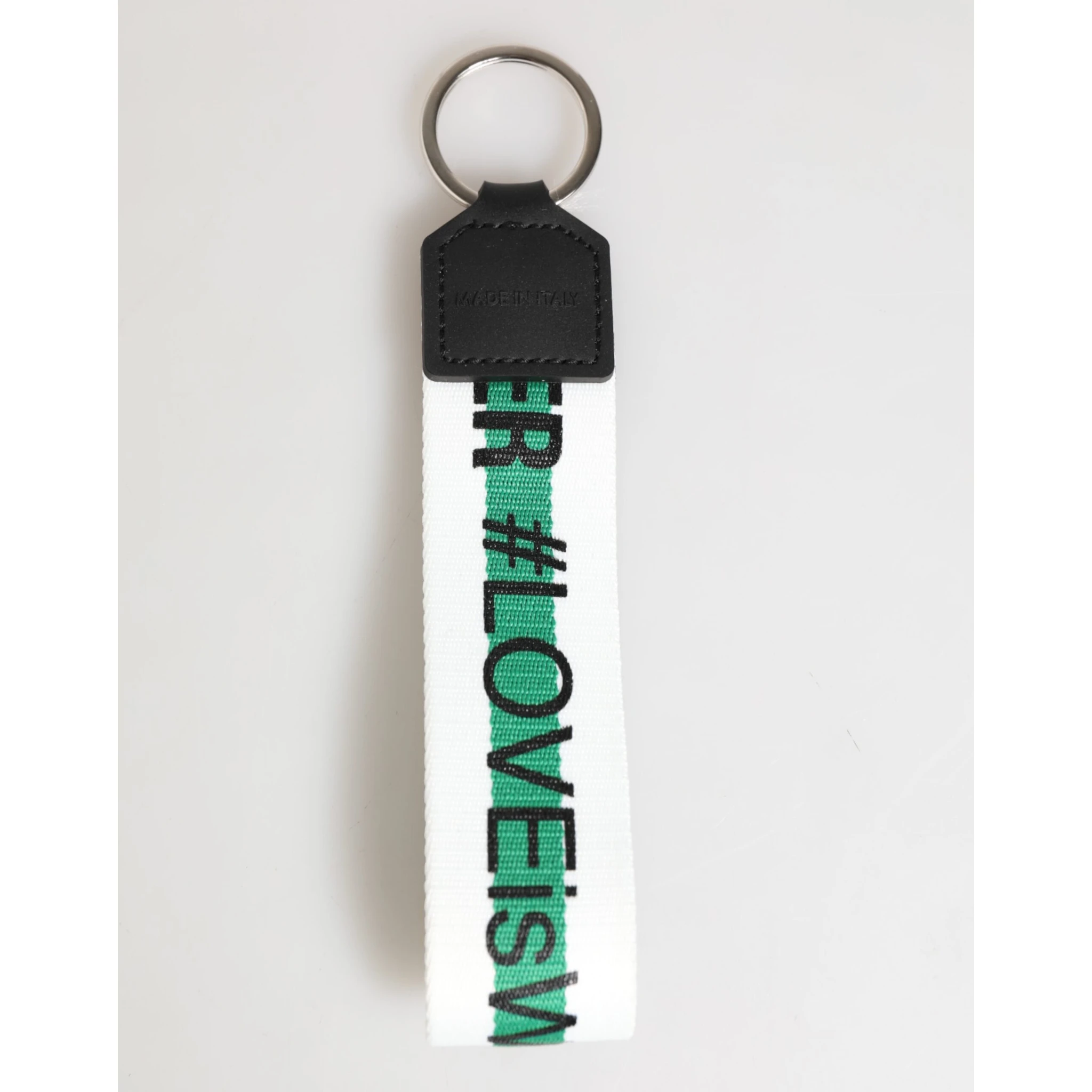 Green Logo Polyester Silver Brass Holder Keychain Keyring