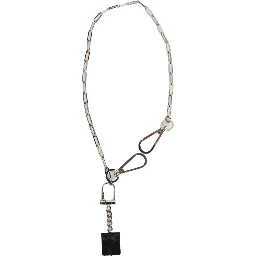 Silver Tone Metal Chain DG Logo Pendant Men Necklace