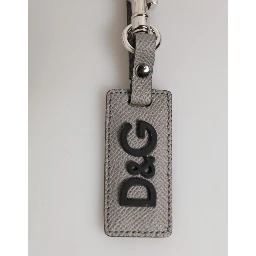 Gray Leather Logo Metal Ring Keychain Holder Men Keyring