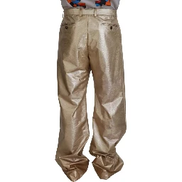 Metallic Gold Polyester StraightTrouser Pants