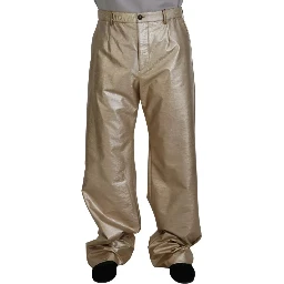 Metallic Gold Polyester StraightTrouser Pants