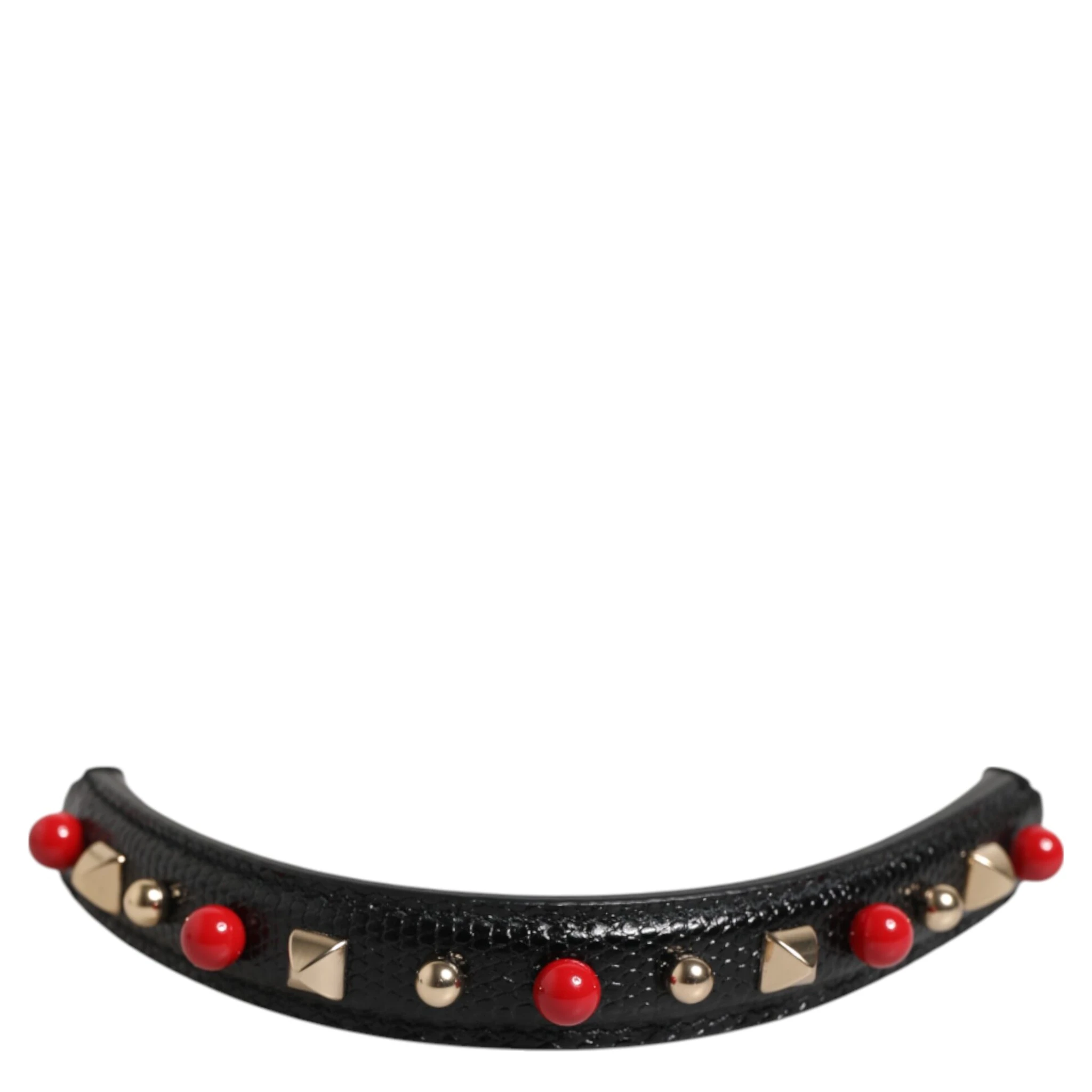 Black Embellished Leather Bag Handle Women Shoulder Strap