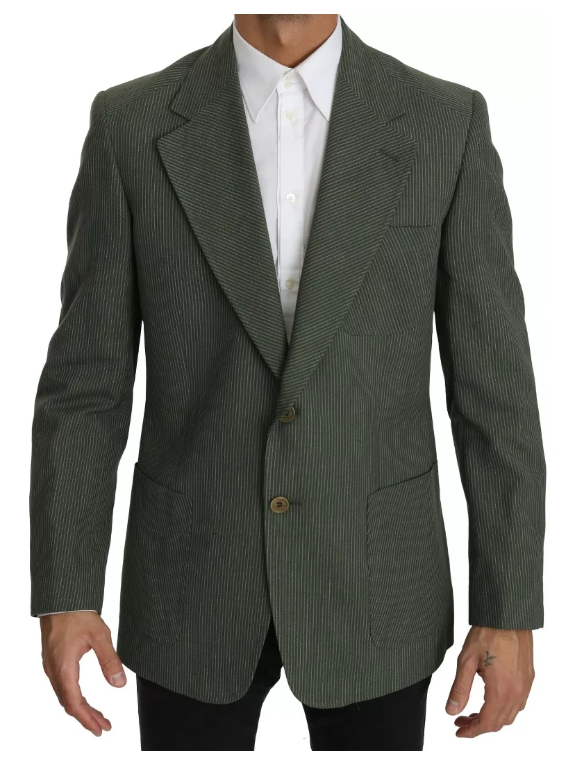 Green Linen Blazer One Piece Single Breasted Jacket