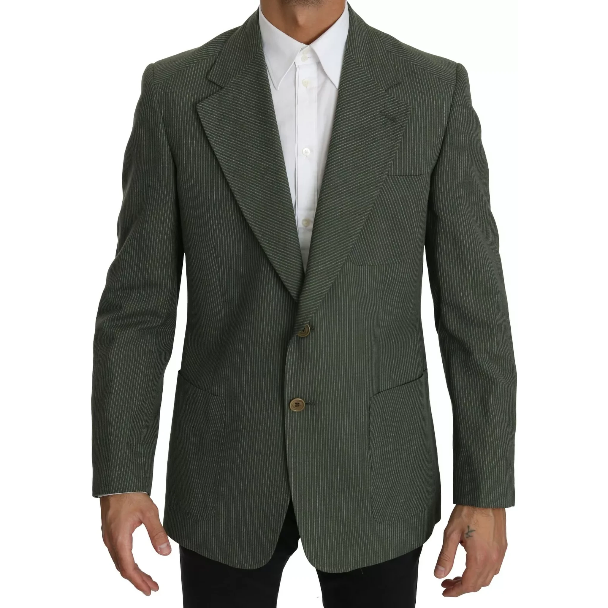 Green Linen Blazer One Piece Single Breasted Jacket