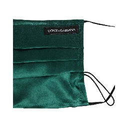 Green Silk Pleated Elastic Ear Strap Face Mask