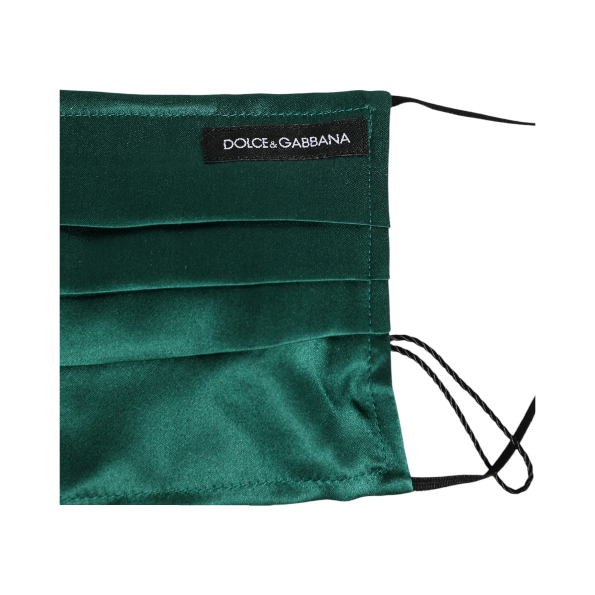 Green Silk Pleated Elastic Ear Strap Face Mask