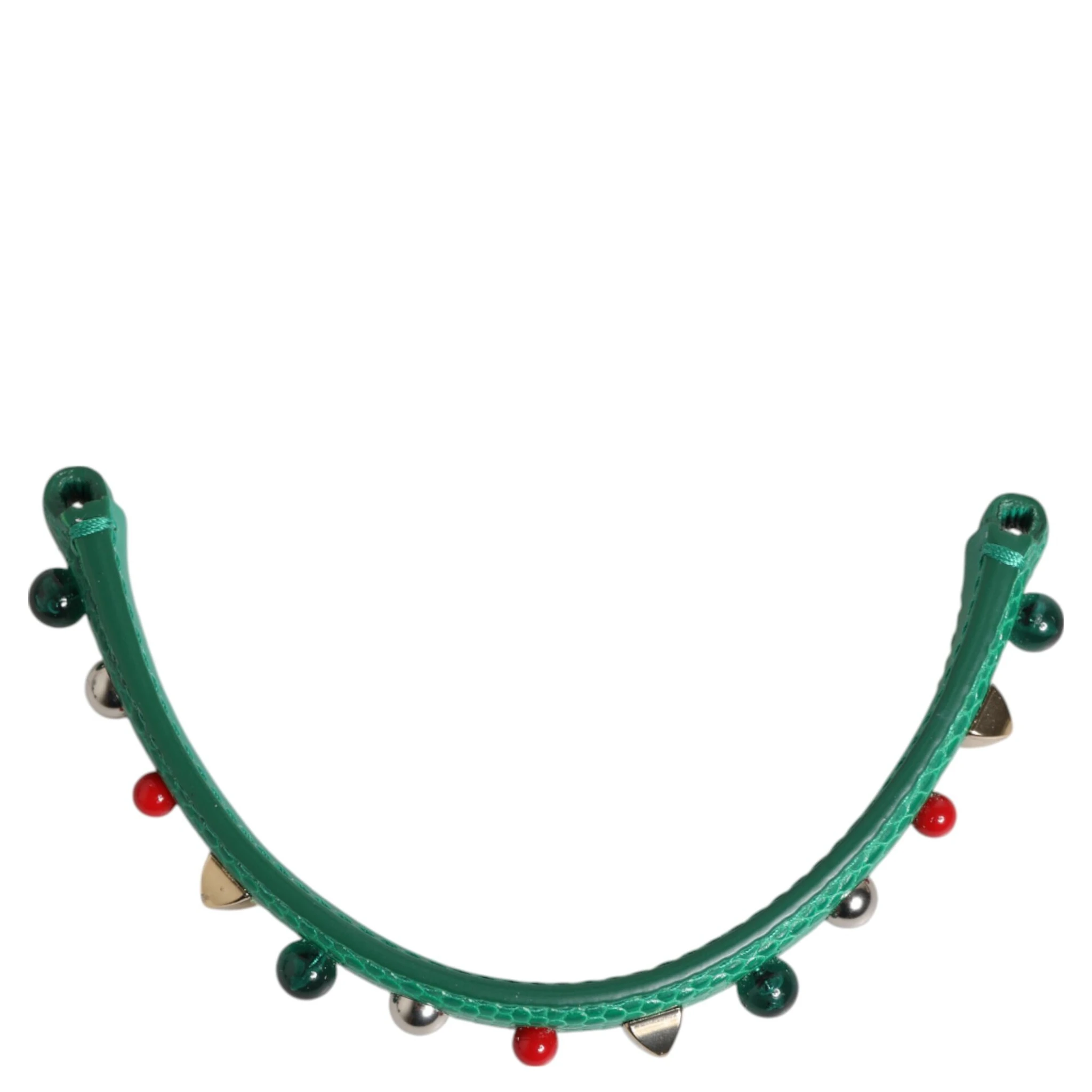 Green Embellished Leather Bag Handle Women Shoulder Strap