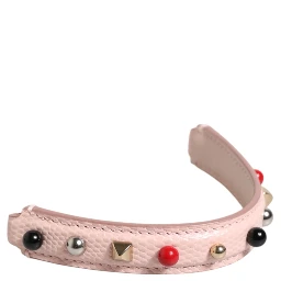 Light Pink Embellished Leather Bag Handle  Shoulder Strap