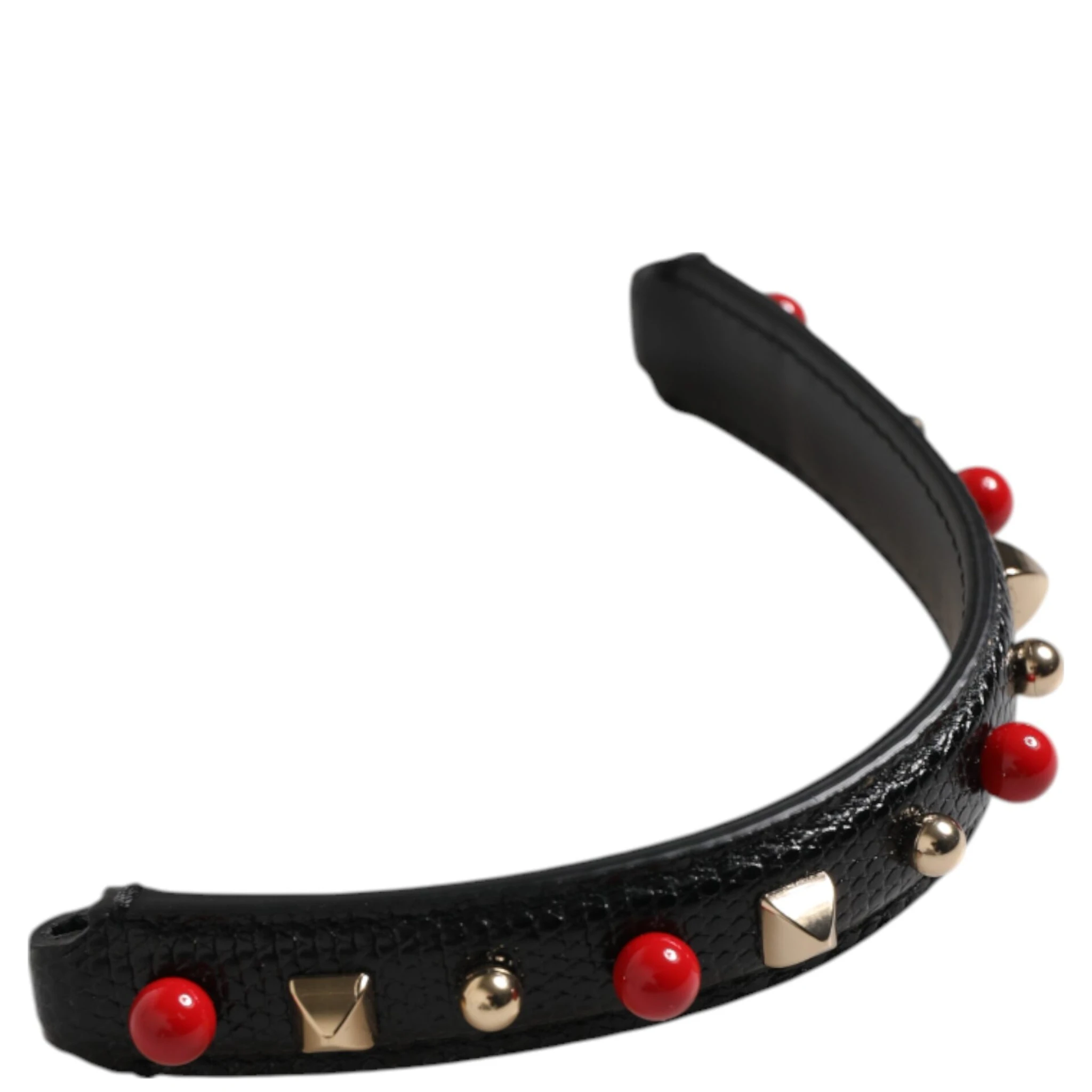 Black Embellished Leather Bag Handle Women Shoulder Strap