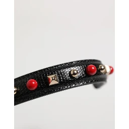 Black Embellished Leather Bag Handle Women Shoulder Strap