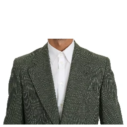 Green Linen Blazer One Piece Single Breasted Jacket