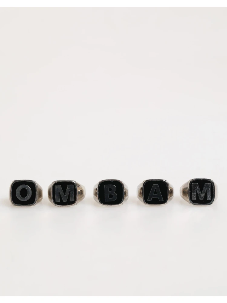 Silver Tone Brass Lettering Set 5 Pieces Adjustable Ring