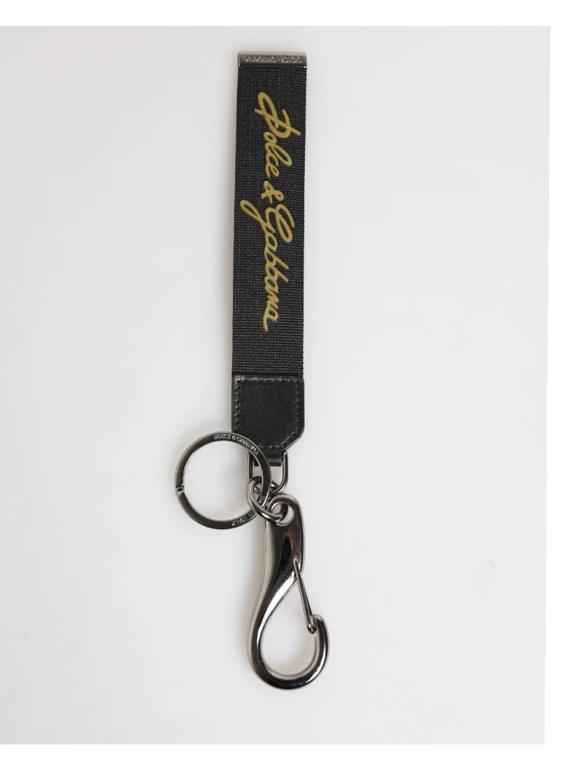 Black Yellow Polyester DG Logo Silver Keychain Keyring