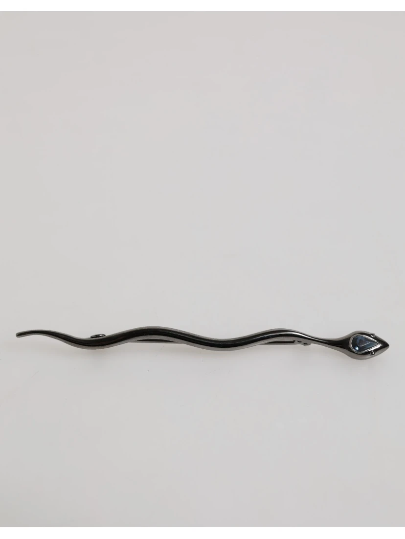 Black Brass Crystal Spilla Serpente Mens Brooch Pin
