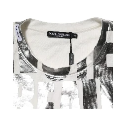 White Metallic Print Cotton CrewNeck T-shirt