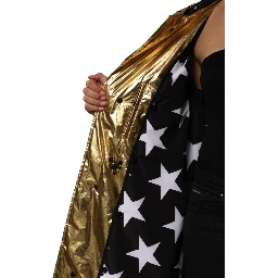 Gold Hooded Long Sleeves Trench Coat Jacket