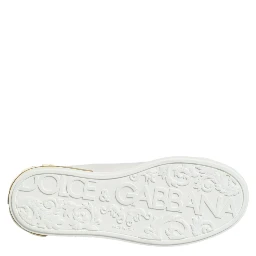 White Yellow Leather Low Top Sneakers Shoes