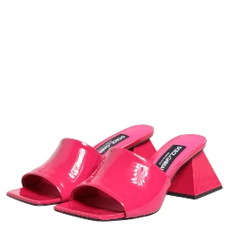 Pink Open Toe Block Heel Mules Sandals Shoes