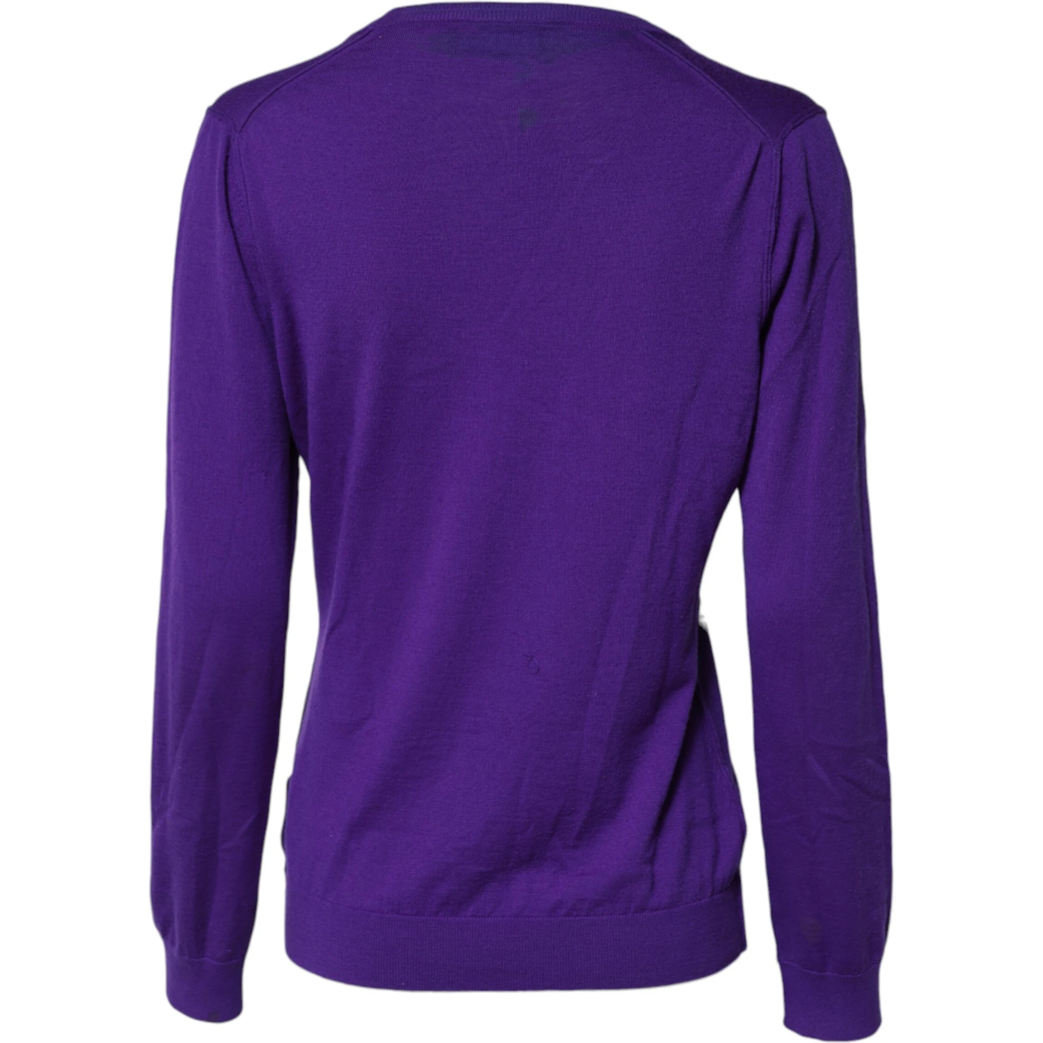 Purple Wool Knit V-neck Cardigan Sweater