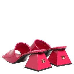 Pink Open Toe Block Heel Mules Sandals Shoes