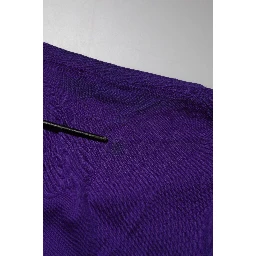 Purple Wool Knit V-neck Cardigan Sweater