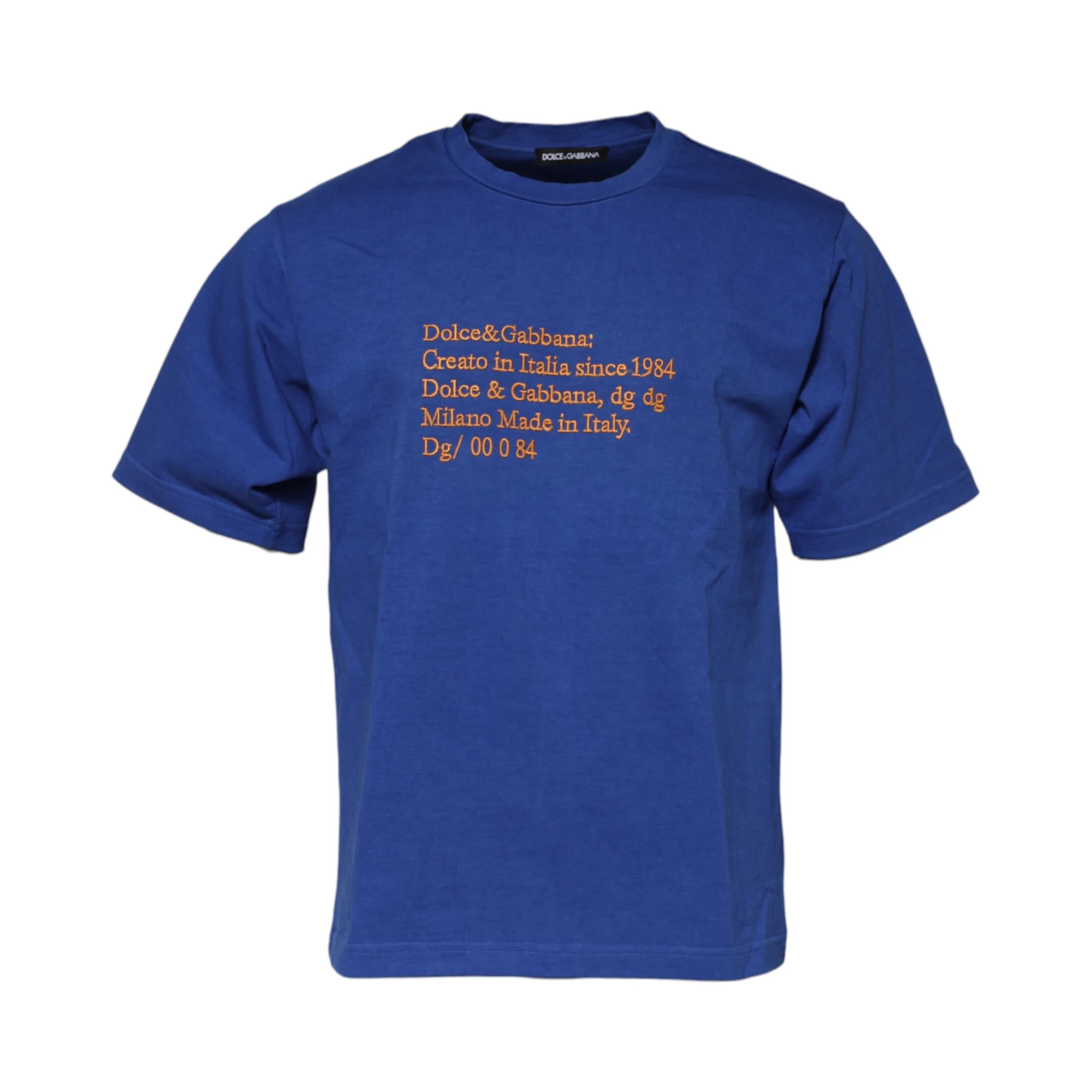 Blue Logo Graphic Cotton Crew Neck T-shirt