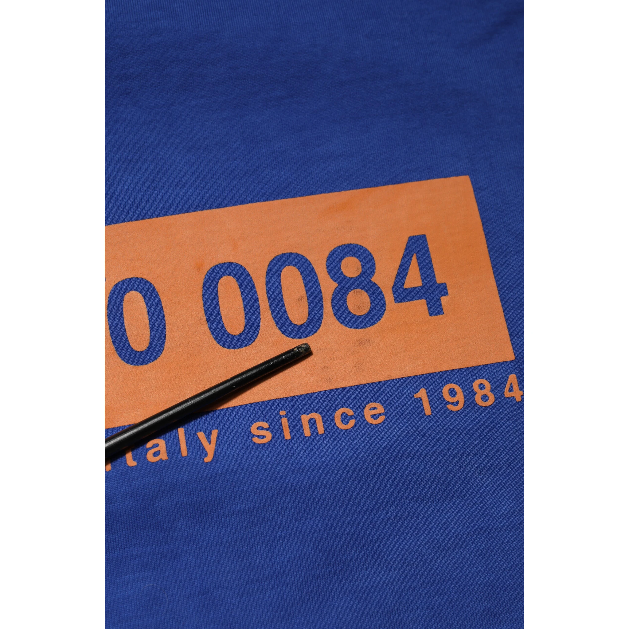 Blue Logo Graphic Cotton Crew Neck T-shirt