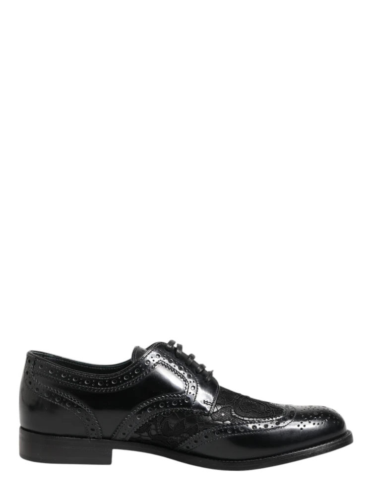 Black Leather Floral Lace Dress Formal  Shoes alternative