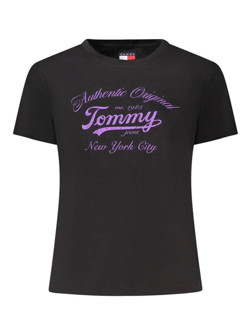 Black Cotton Women T-Shirt