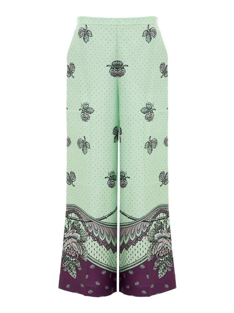 Green Silk Casual Pants