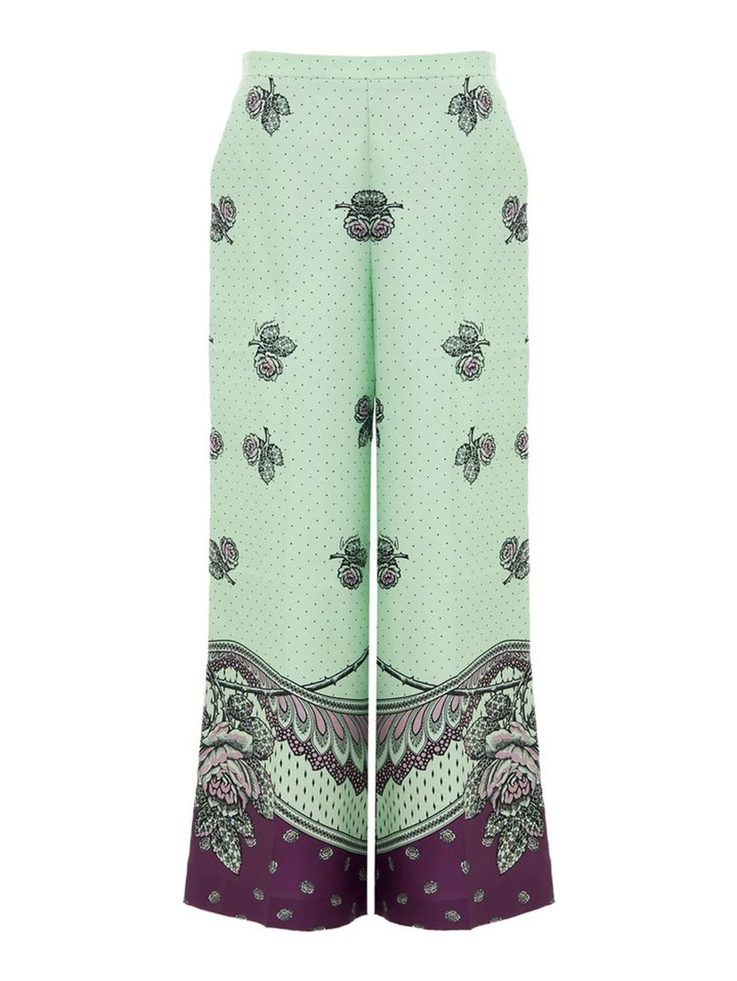 Green Silk Casual Pants