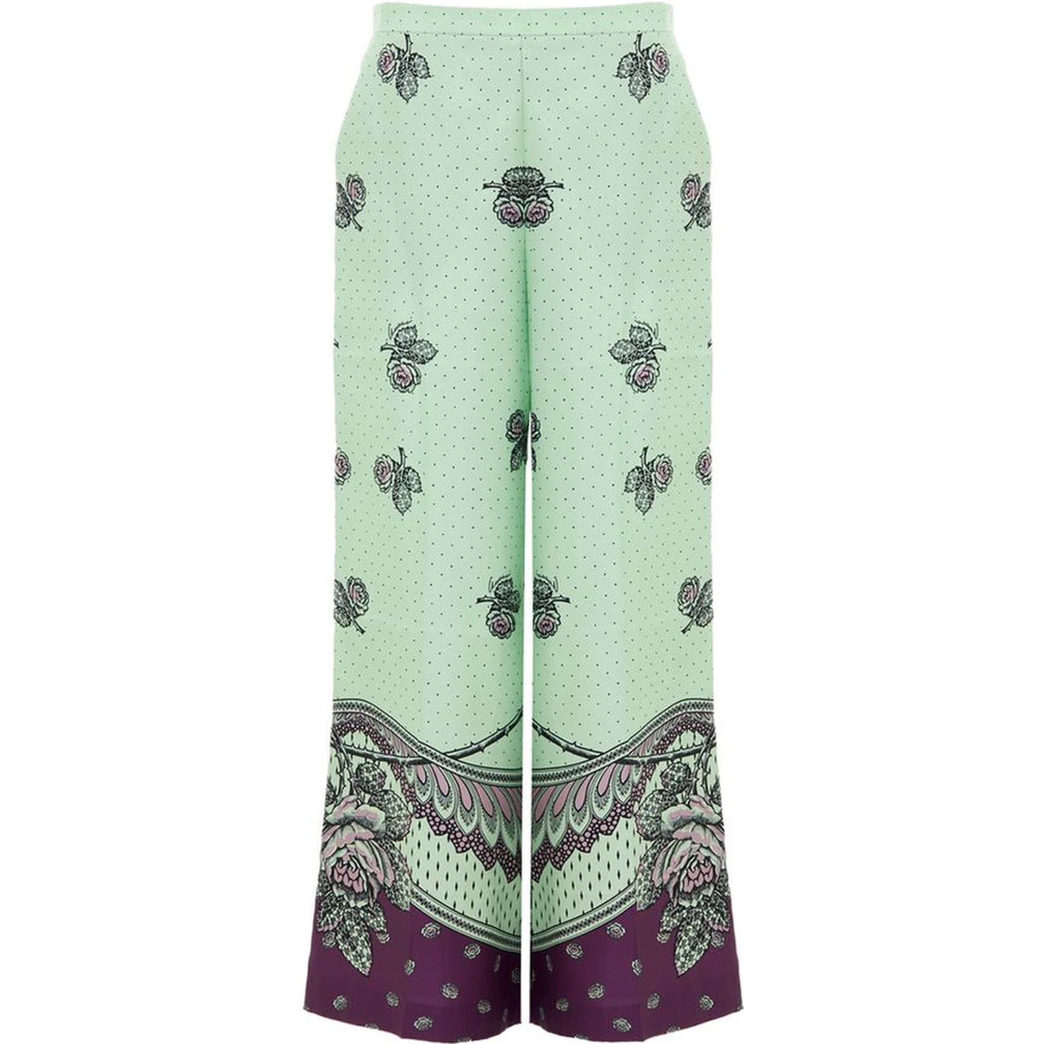 Green Silk Casual Pants