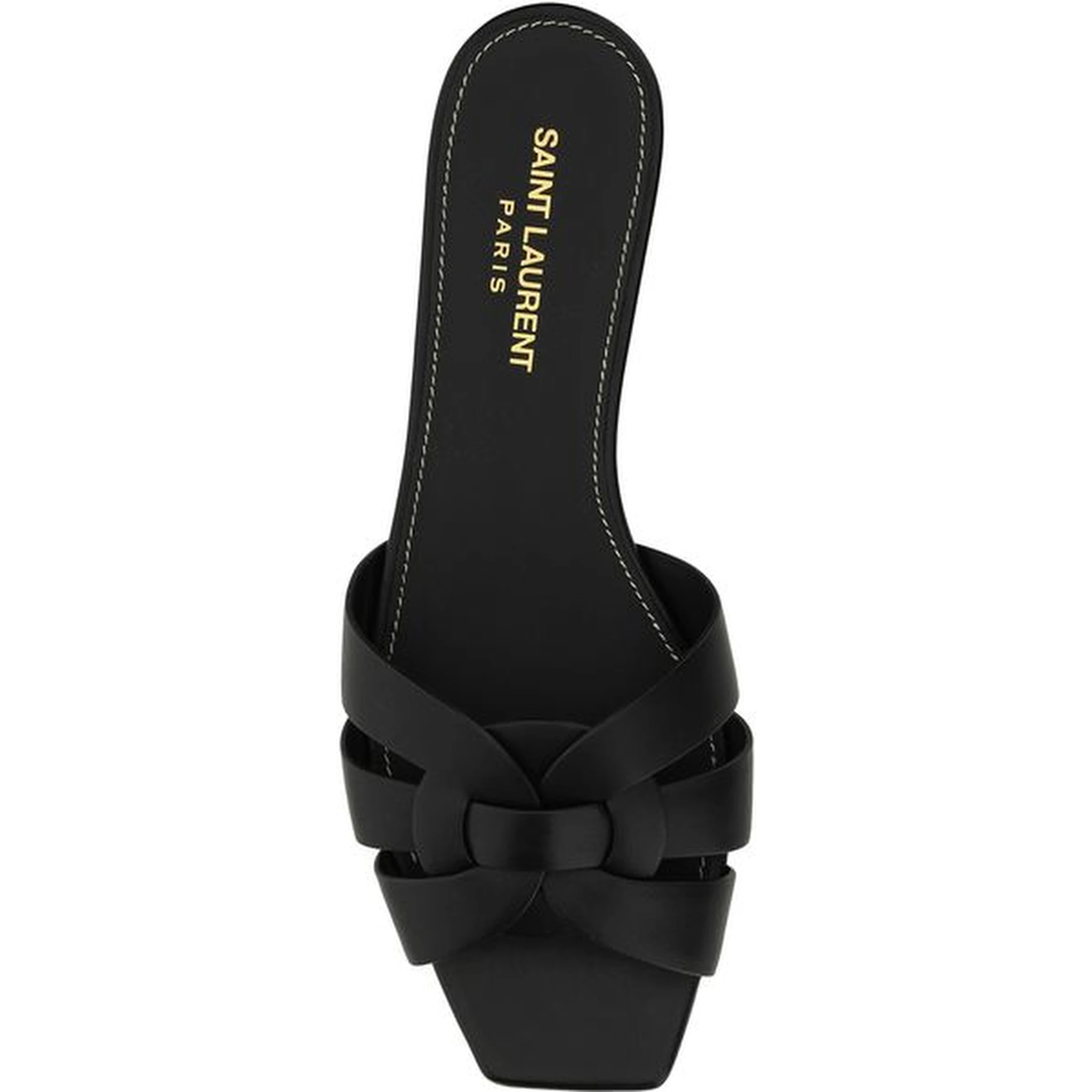 Black Calf Leather Bos Taurus Flat Sandals