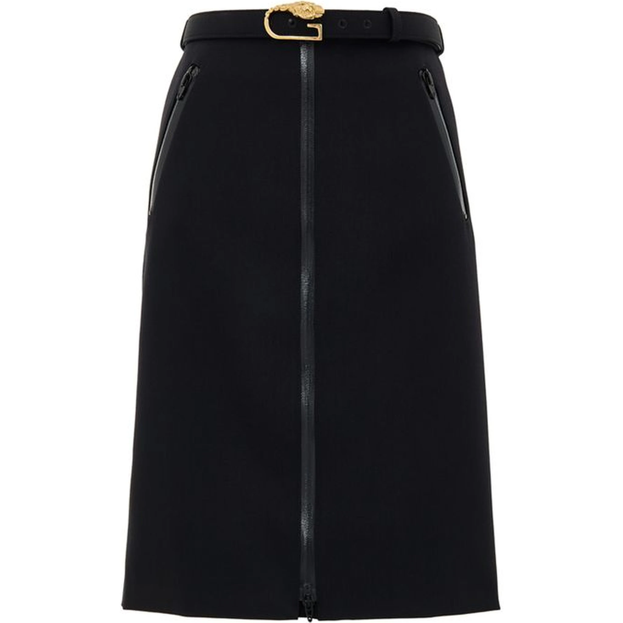 Black Wool Midi Skirt