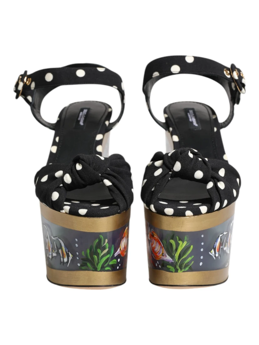 Multicolor Fish Polka Dot Wedge Sandals Shoes