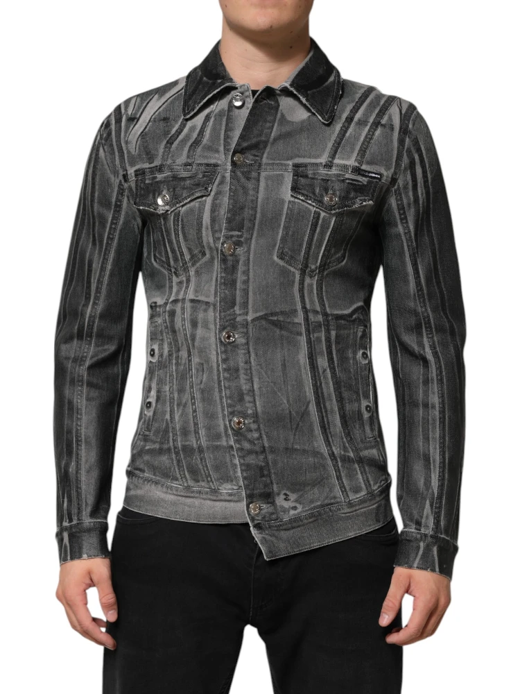 Gray Washed Cotton Stretch Denim Jacket alternative