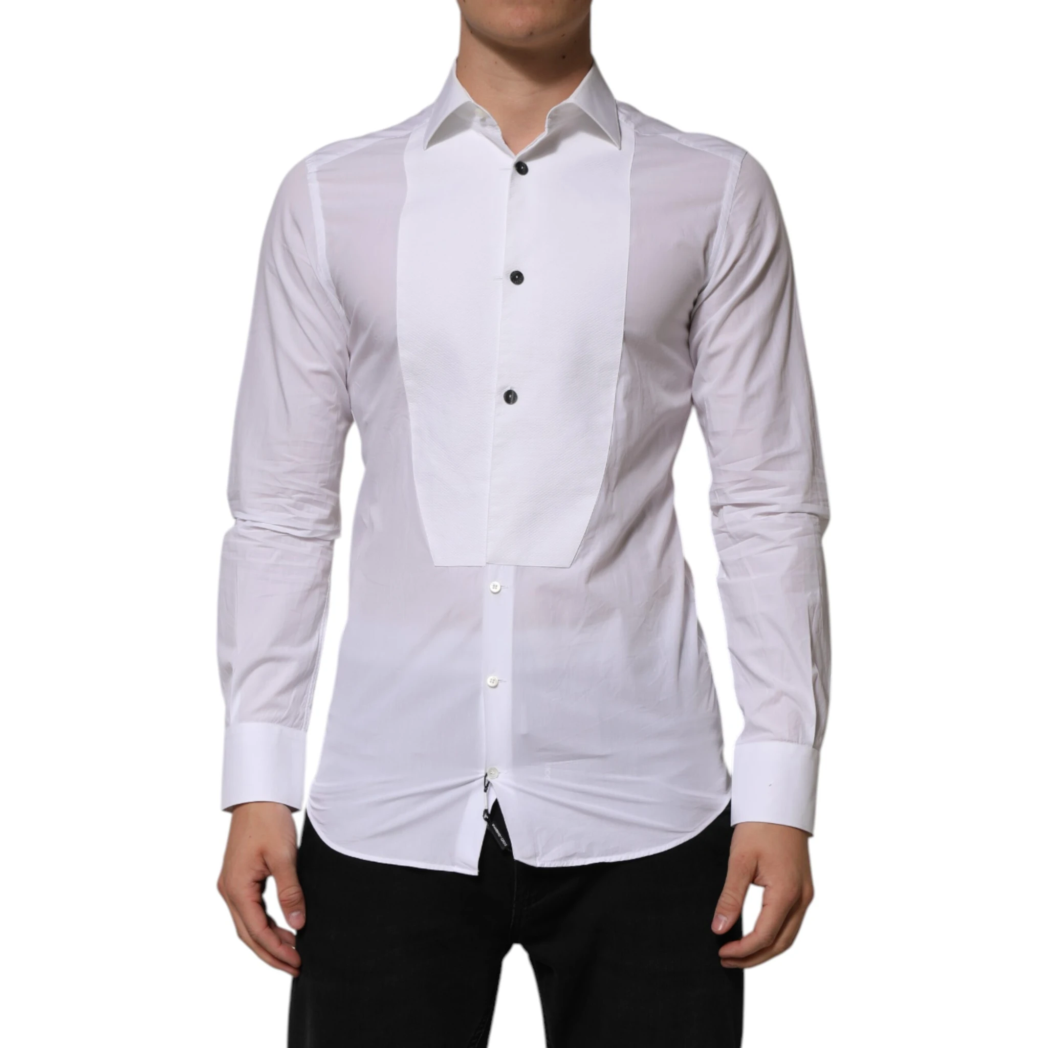 White Bib Cotton Poplin GOLD Men Formal Shirt