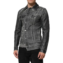 Gray Washed Cotton Stretch Denim Jacket