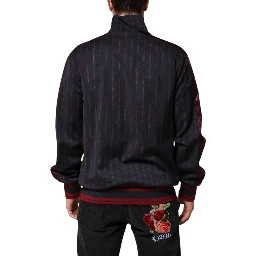 Blue Red Striped Logo Plaque Full Zip Jacket