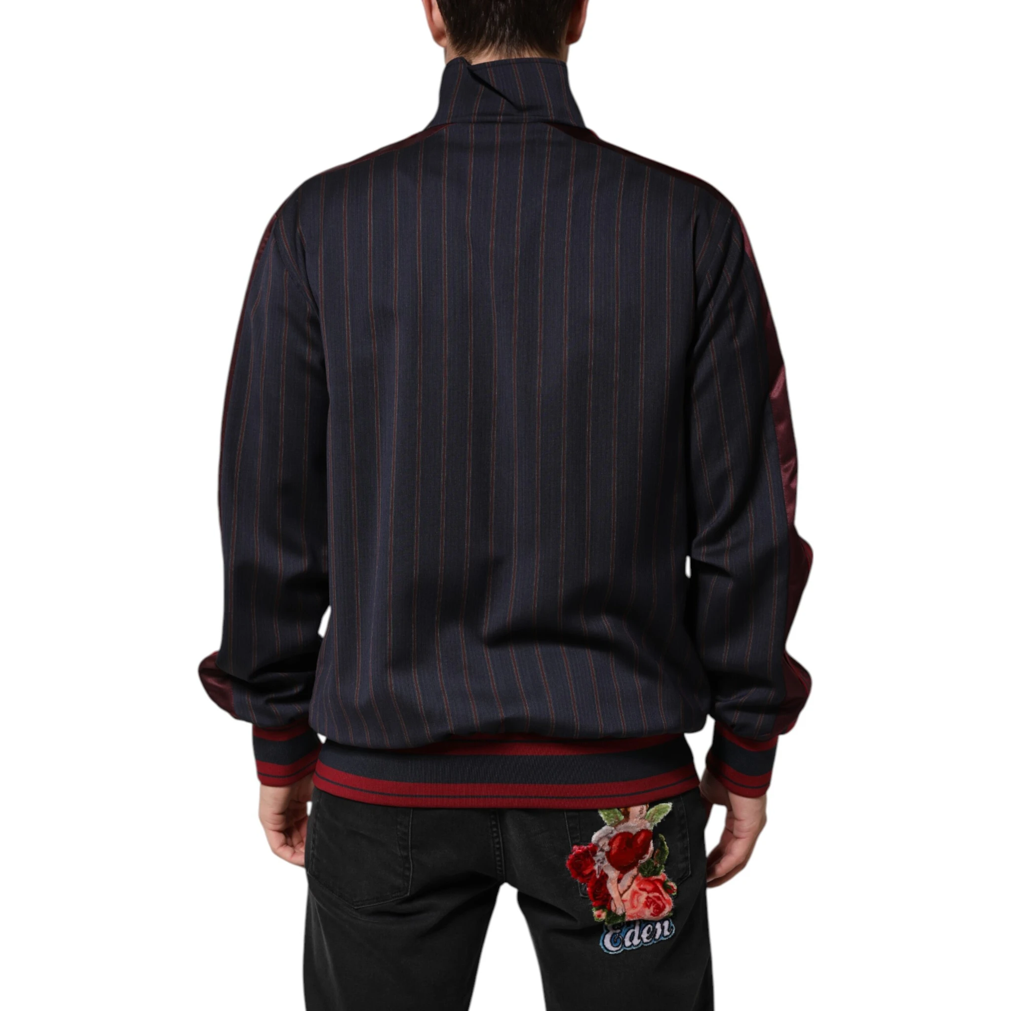 Blue Red Striped Logo Plaque Full Zip Jacket